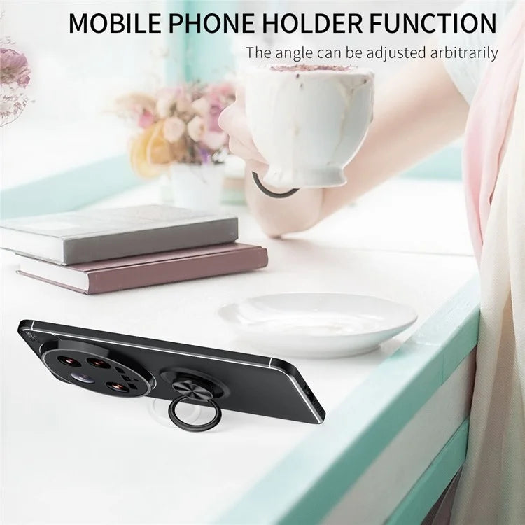 For Xiaomi 14 Ultra Case Ring Holder Kickstand Soft TPU Phone Cover  /  Rose Gold