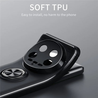 For Xiaomi 14 Ultra Case Ring Holder Kickstand Soft TPU Phone Cover  /  Rose Gold
