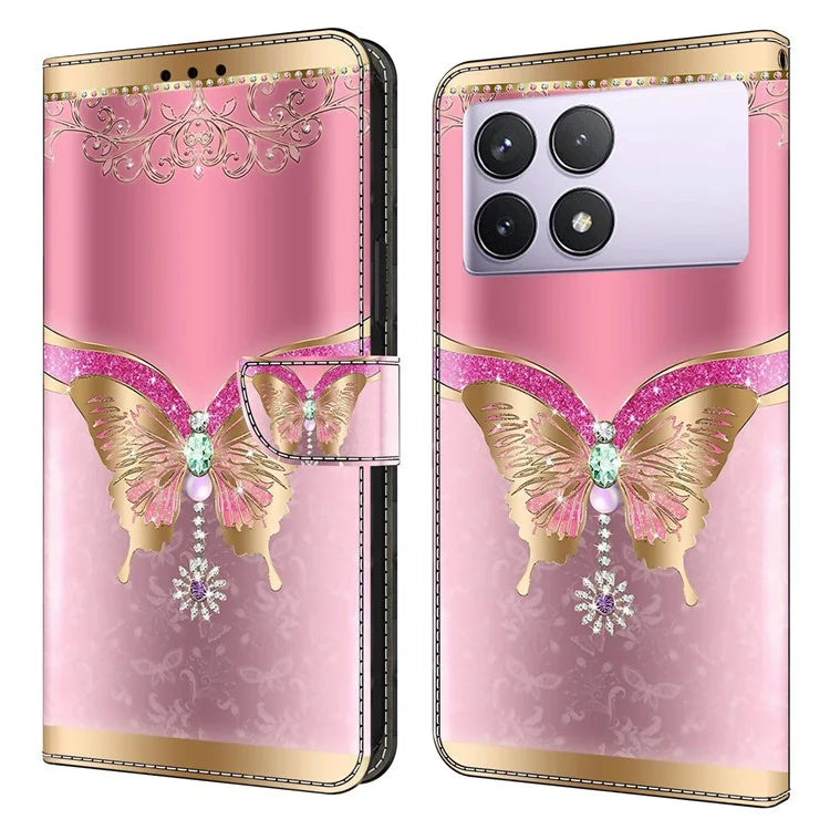 For Xiaomi Redmi K70E 5G / Poco X6 Pro 5G Leather Flip Cover 3D Pattern Printing Wallet Phone Case