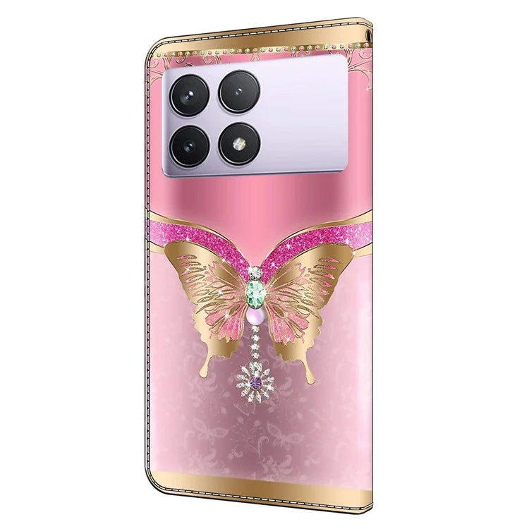 For Xiaomi Redmi K70E 5G / Poco X6 Pro 5G Leather Flip Cover 3D Pattern Printing Wallet Phone Case