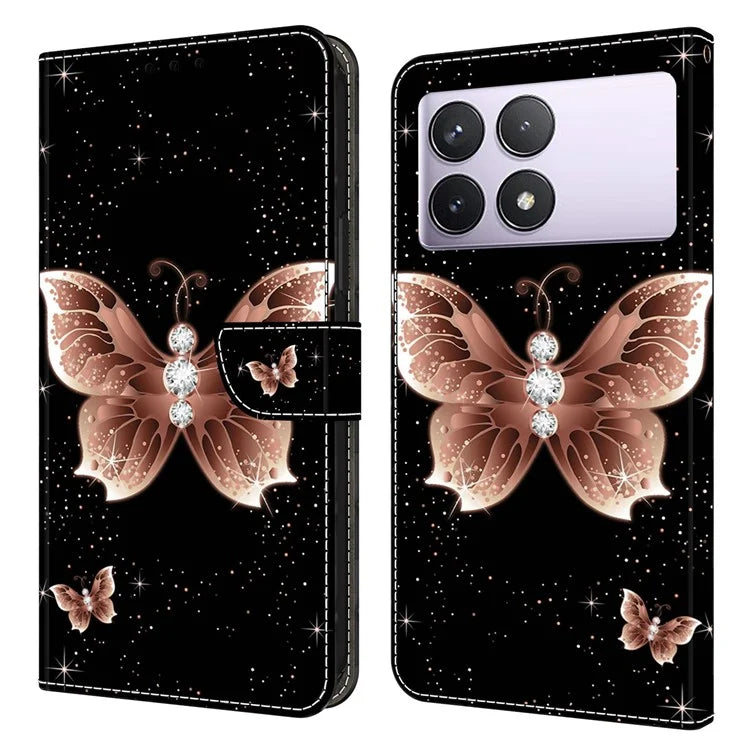 For Xiaomi Redmi K70E 5G / Poco X6 Pro 5G Leather Flip Cover 3D Pattern Printing Wallet Phone Case
