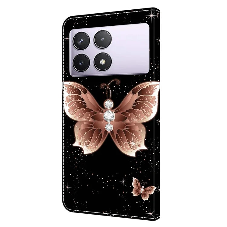 For Xiaomi Redmi K70E 5G / Poco X6 Pro 5G Leather Flip Cover 3D Pattern Printing Wallet Phone Case