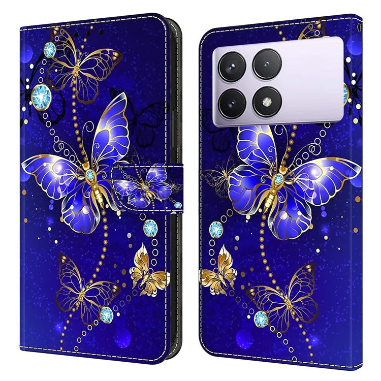 For Xiaomi Redmi K70E 5G / Poco X6 Pro 5G Leather Flip Cover 3D Pattern Printing Wallet Phone Case