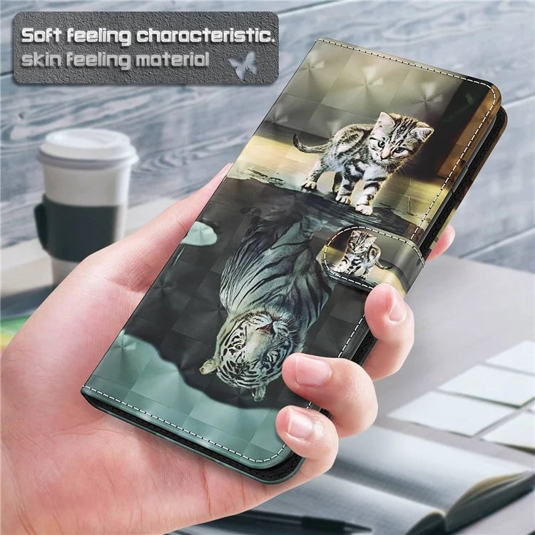 For Xiaomi Redmi Note 13 Pro+ 5G Case 3D Pattern Printing Leather Phone Cover with Hand Strap