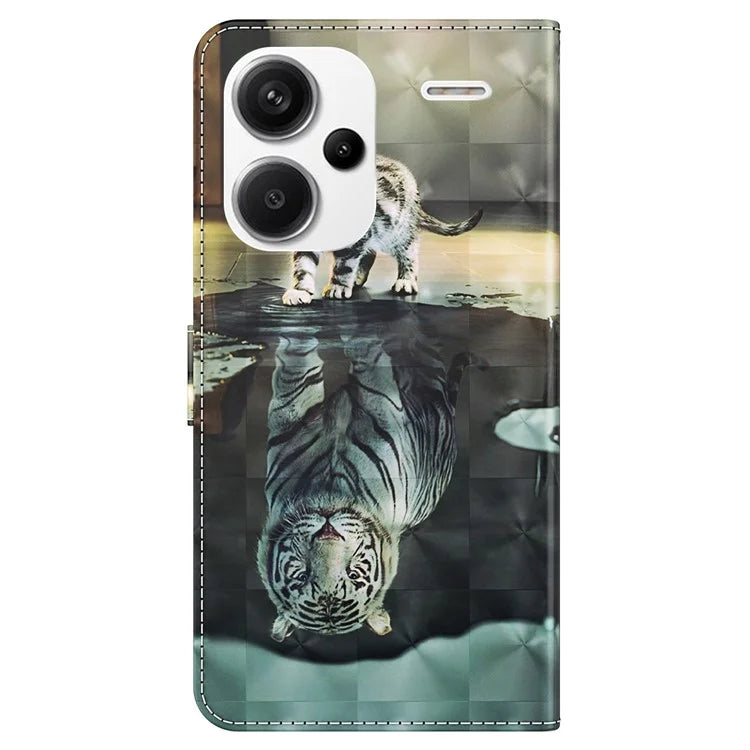 For Xiaomi Redmi Note 13 Pro+ 5G Case 3D Pattern Printing Leather Phone Cover with Hand Strap