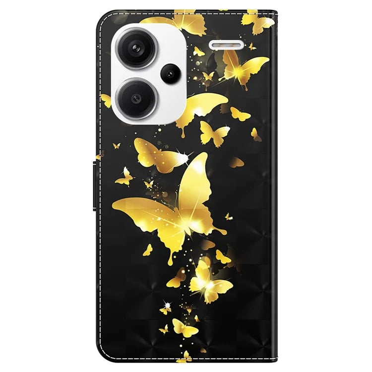 For Xiaomi Redmi Note 13 Pro+ 5G Case 3D Pattern Printing Leather Phone Cover with Hand Strap