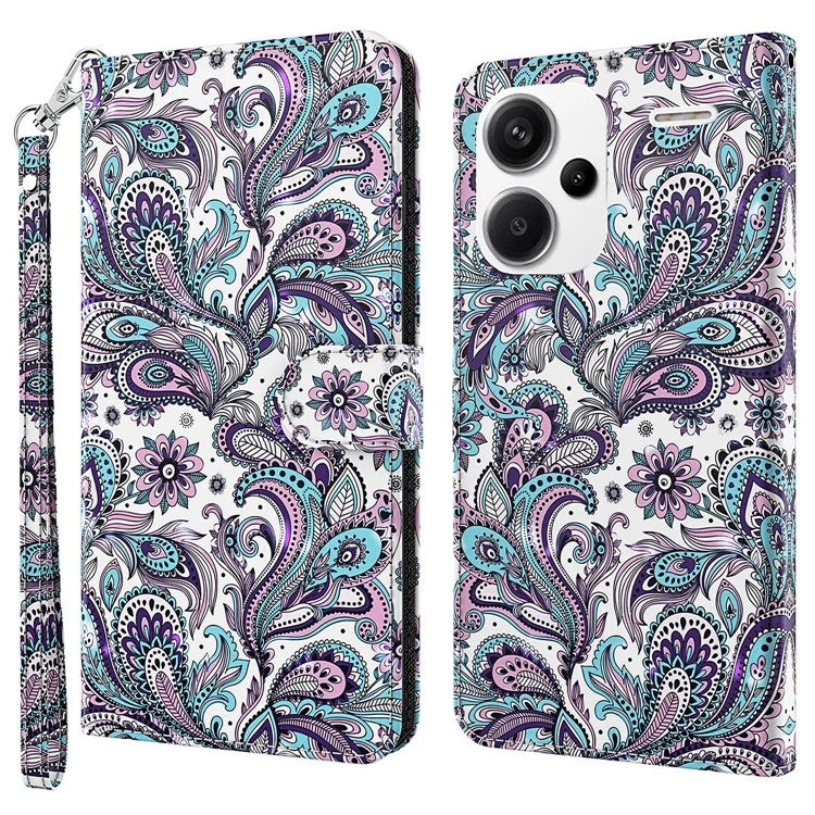 For Xiaomi Redmi Note 13 Pro+ 5G Case 3D Pattern Printing Leather Phone Cover with Hand Strap