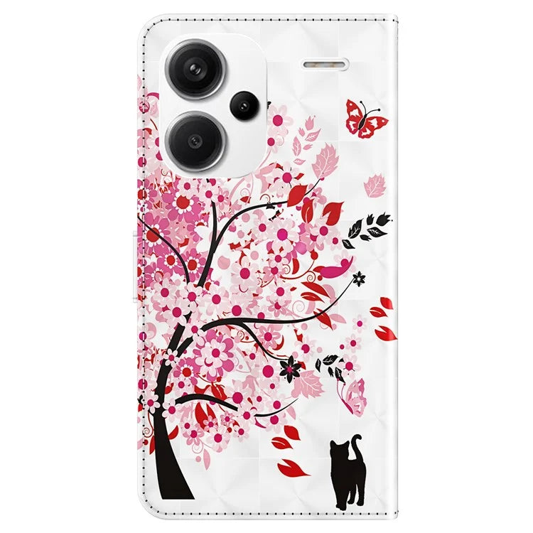 For Xiaomi Redmi Note 13 Pro+ 5G Case 3D Pattern Printing Leather Phone Cover with Hand Strap