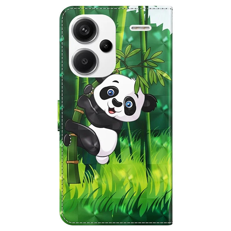 For Xiaomi Redmi Note 13 Pro+ 5G Case 3D Pattern Printing Leather Phone Cover with Hand Strap