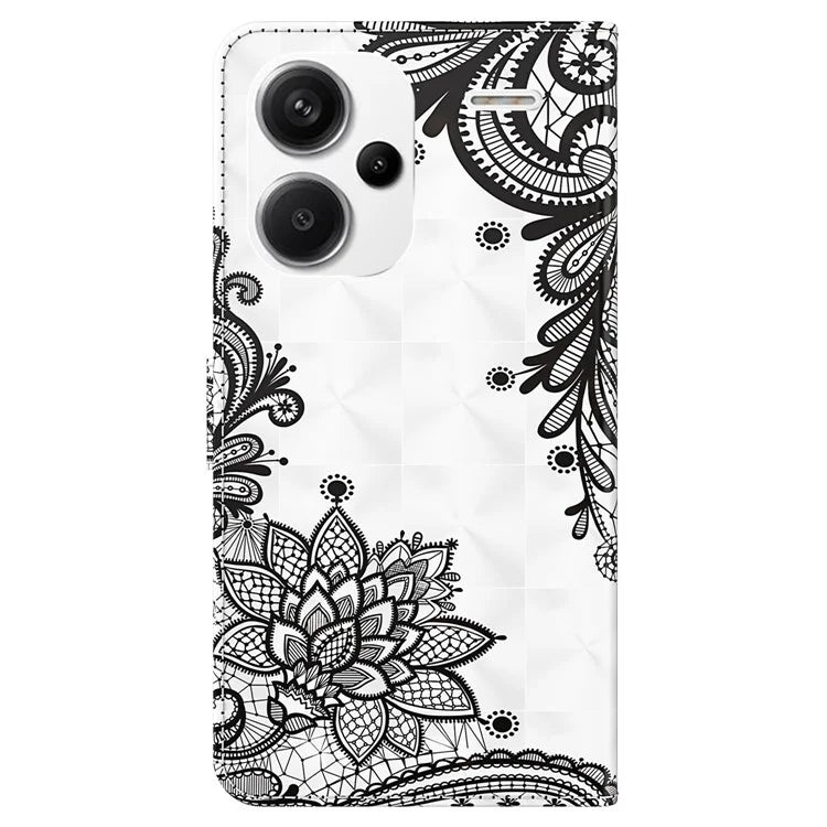 For Xiaomi Redmi Note 13 Pro+ 5G Case 3D Pattern Printing Leather Phone Cover with Hand Strap
