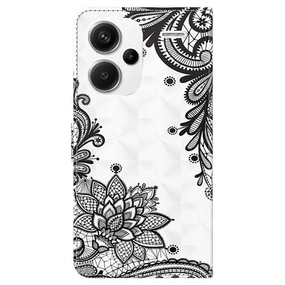 For Xiaomi Redmi Note 13 Pro+ 5G Case 3D Pattern Printing Leather Phone Cover with Hand Strap