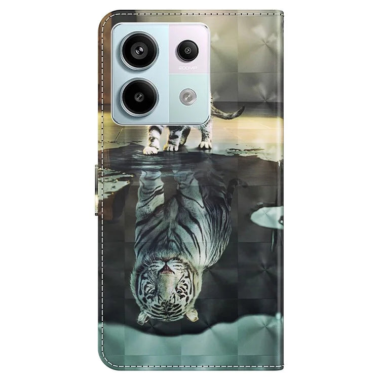 For Xiaomi Redmi Note 13 Pro 5G / Poco X6 5G Case with Hand Strap 3D Pattern Printing Leather Phone Cover