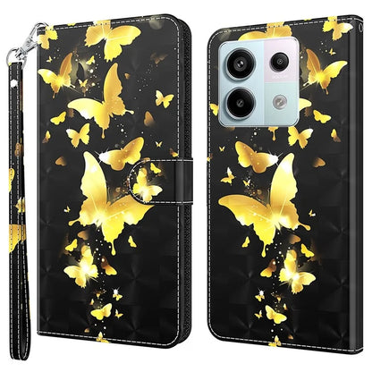 For Xiaomi Redmi Note 13 Pro 5G / Poco X6 5G Case with Hand Strap 3D Pattern Printing Leather Phone Cover