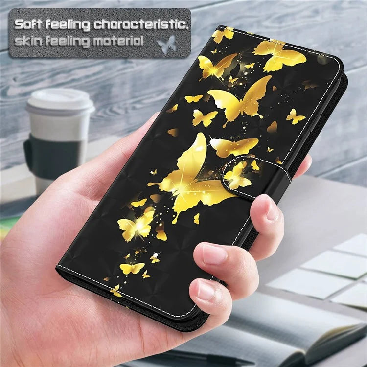 For Xiaomi Redmi Note 13 Pro 5G / Poco X6 5G Case with Hand Strap 3D Pattern Printing Leather Phone Cover