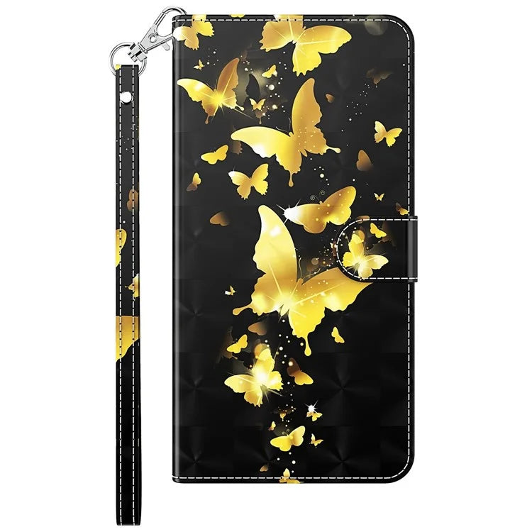 For Xiaomi Redmi Note 13 Pro 5G / Poco X6 5G Case with Hand Strap 3D Pattern Printing Leather Phone Cover