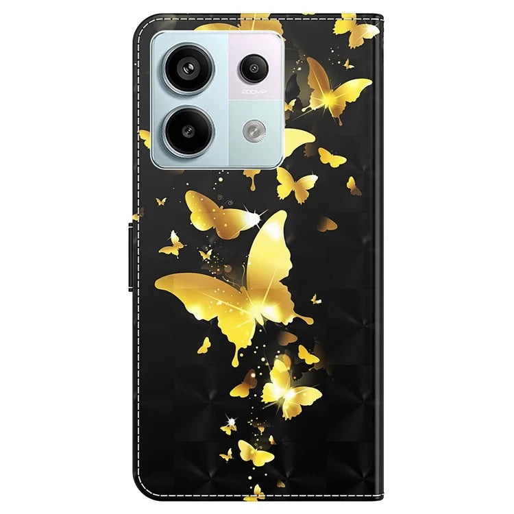 For Xiaomi Redmi Note 13 Pro 5G / Poco X6 5G Case with Hand Strap 3D Pattern Printing Leather Phone Cover