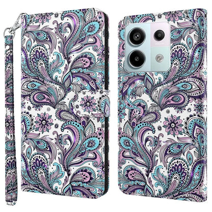 For Xiaomi Redmi Note 13 Pro 5G / Poco X6 5G Case with Hand Strap 3D Pattern Printing Leather Phone Cover