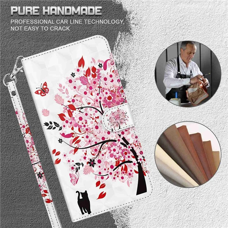 For Xiaomi Redmi Note 13 Pro 5G / Poco X6 5G Case with Hand Strap 3D Pattern Printing Leather Phone Cover