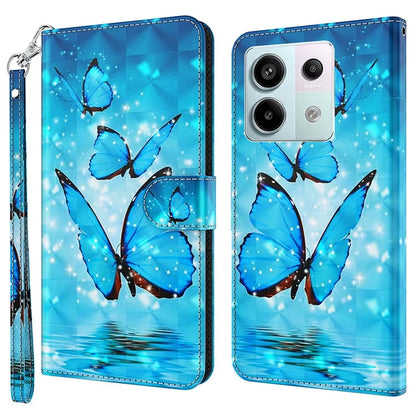 For Xiaomi Redmi Note 13 Pro 5G / Poco X6 5G Case with Hand Strap 3D Pattern Printing Leather Phone Cover