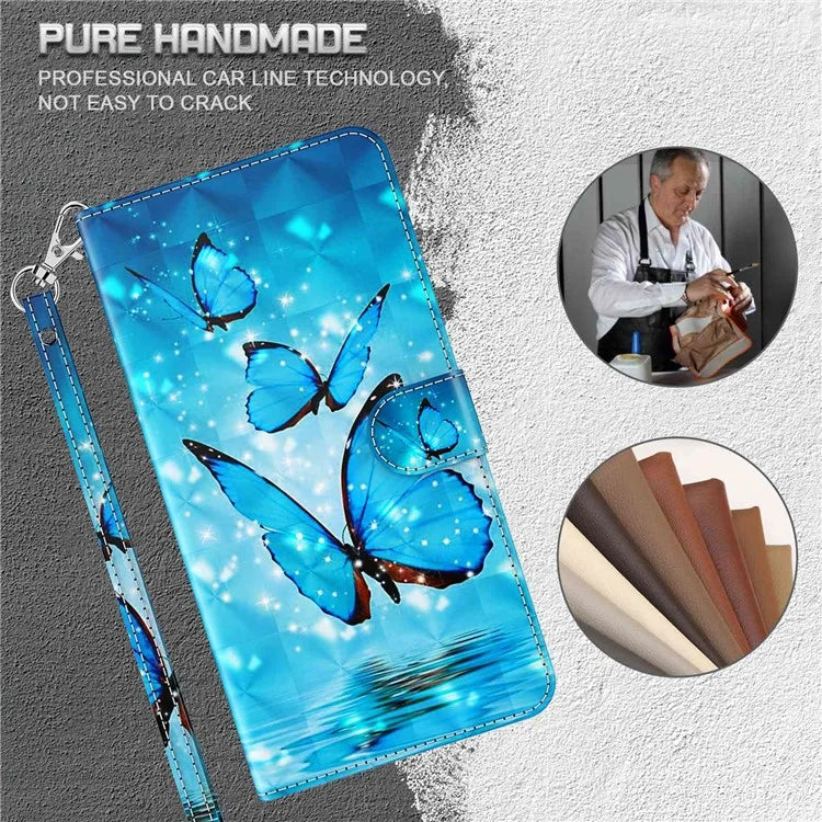 For Xiaomi Redmi Note 13 Pro 5G / Poco X6 5G Case with Hand Strap 3D Pattern Printing Leather Phone Cover