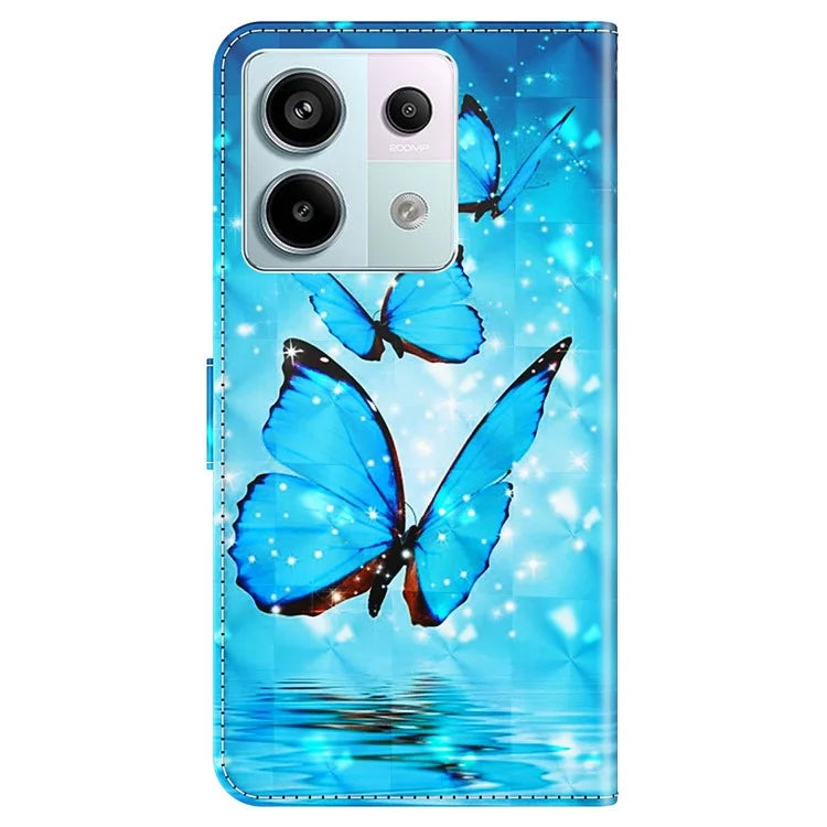 For Xiaomi Redmi Note 13 Pro 5G / Poco X6 5G Case with Hand Strap 3D Pattern Printing Leather Phone Cover