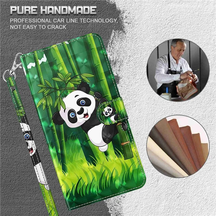 For Xiaomi Redmi Note 13 Pro 5G / Poco X6 5G Case with Hand Strap 3D Pattern Printing Leather Phone Cover