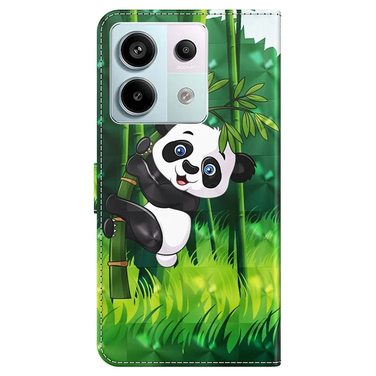 For Xiaomi Redmi Note 13 Pro 5G / Poco X6 5G Case with Hand Strap 3D Pattern Printing Leather Phone Cover