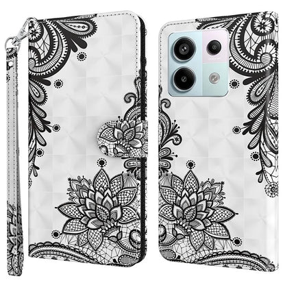 For Xiaomi Redmi Note 13 Pro 5G / Poco X6 5G Case with Hand Strap 3D Pattern Printing Leather Phone Cover