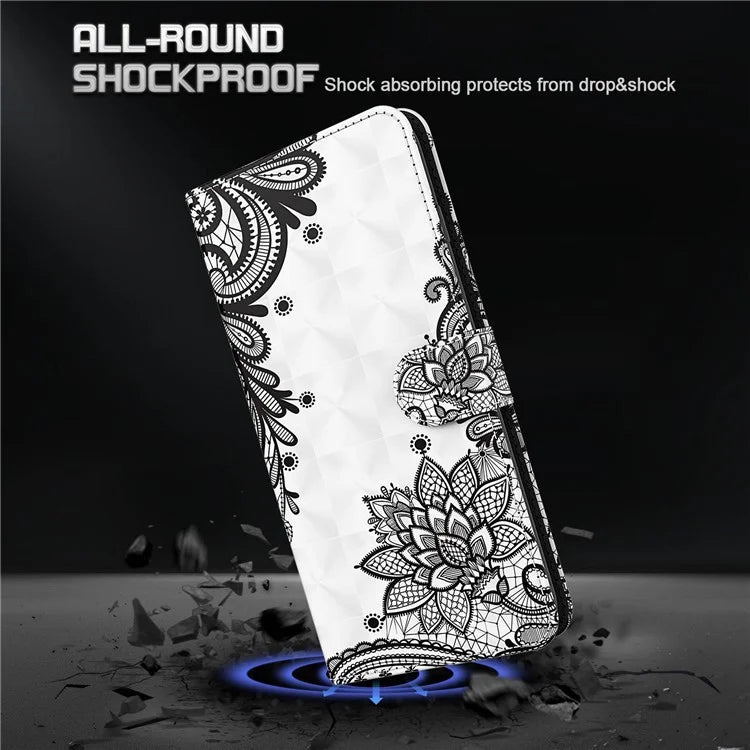 For Xiaomi Redmi Note 13 Pro 5G / Poco X6 5G Case with Hand Strap 3D Pattern Printing Leather Phone Cover