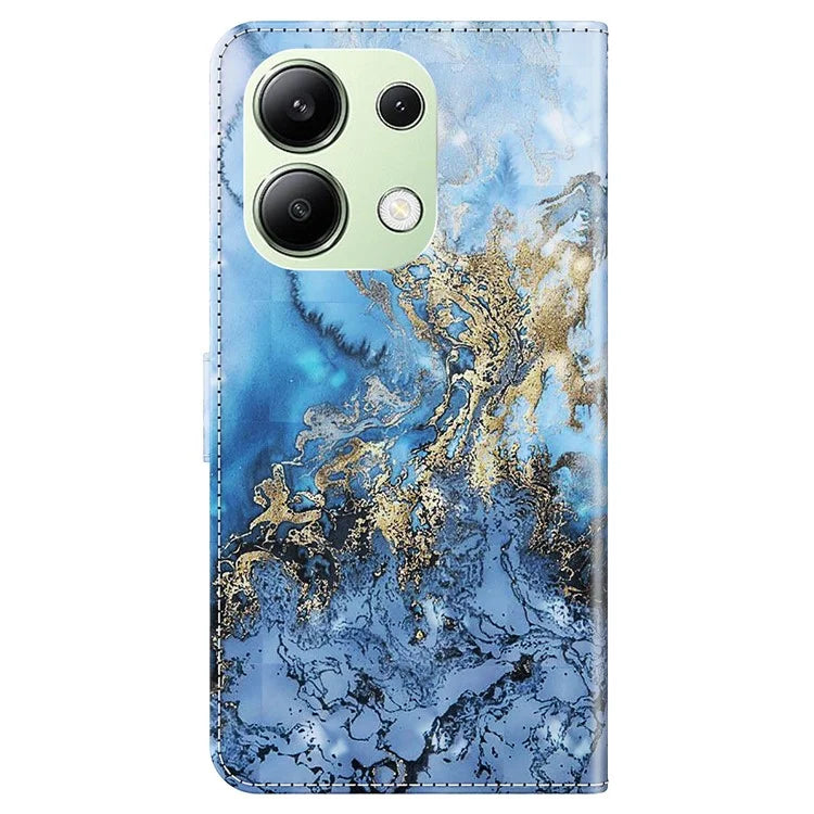 For Xiaomi Redmi Note 13 4G Phone Case 3D Pattern Printing Leather Flip Cover with Hand Strap