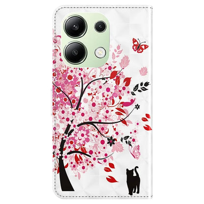 For Xiaomi Redmi Note 13 4G Phone Case 3D Pattern Printing Leather Flip Cover with Hand Strap