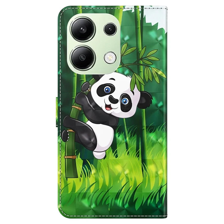 For Xiaomi Redmi Note 13 4G Phone Case 3D Pattern Printing Leather Flip Cover with Hand Strap