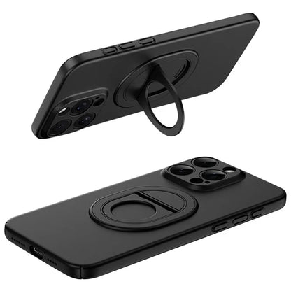 For iPhone 15 Pro Matte Case Hard PC Rotate Kickstand Phone Cover Compatible with MagSafe