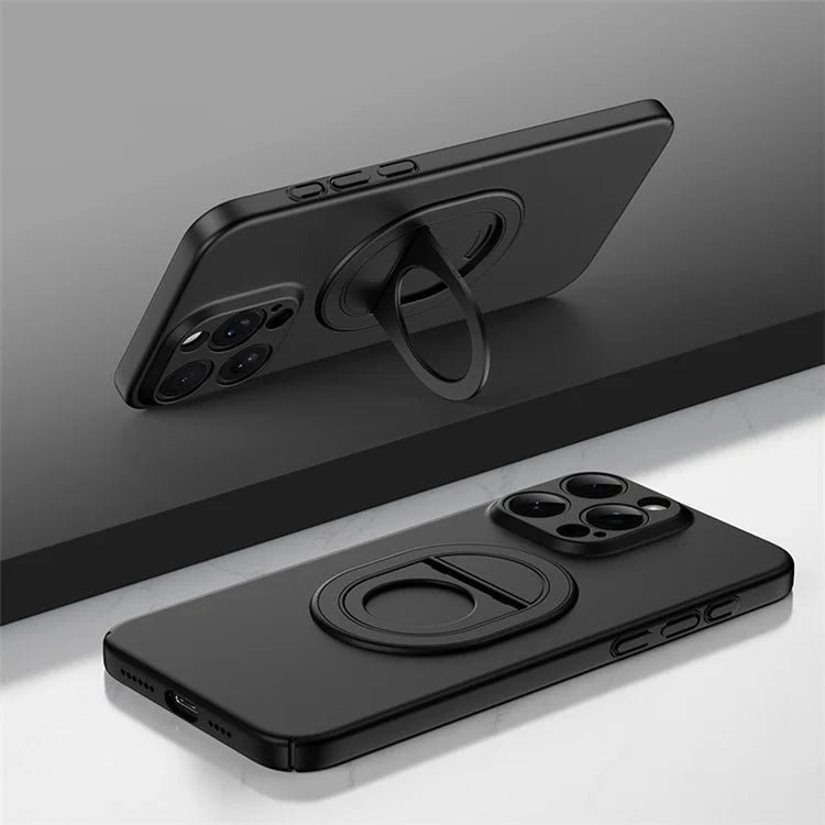 For iPhone 15 Pro Matte Case Hard PC Rotate Kickstand Phone Cover Compatible with MagSafe
