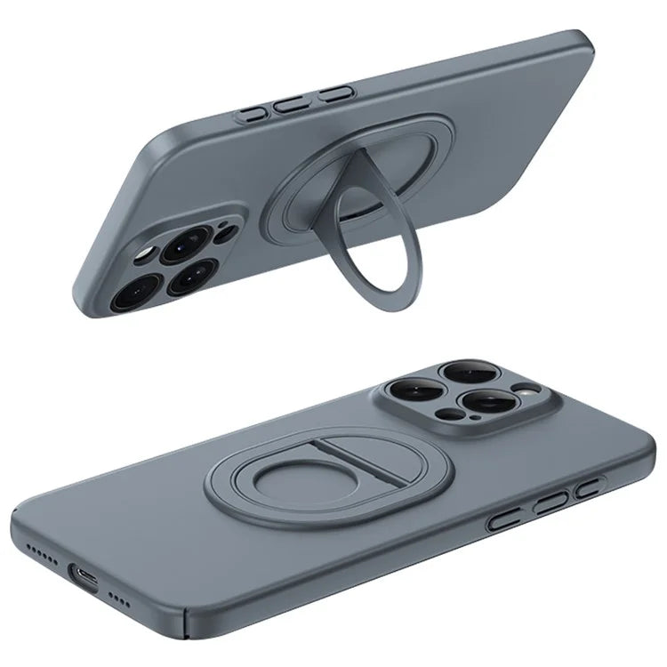 For iPhone 15 Pro Matte Case Hard PC Rotate Kickstand Phone Cover Compatible with MagSafe
