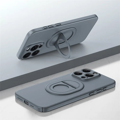 For iPhone 15 Pro Matte Case Hard PC Rotate Kickstand Phone Cover Compatible with MagSafe