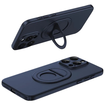 For iPhone 15 Pro Matte Case Hard PC Rotate Kickstand Phone Cover Compatible with MagSafe