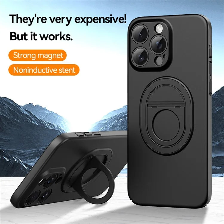 For iPhone 15 Pro Matte Case Hard PC Rotate Kickstand Phone Cover Compatible with MagSafe
