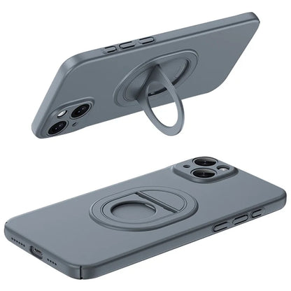 For iPhone 15 Plus Case Matte PC Rotate Kickstand Phone Shell Compatible with MagSafe