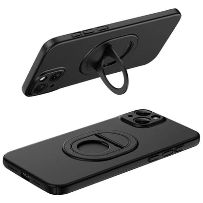 For iPhone 15 Plus Case Matte PC Rotate Kickstand Phone Shell Compatible with MagSafe