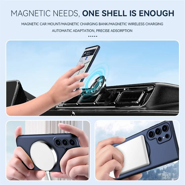 For Samsung Galaxy S23 Ultra Magnetic Case Hard PC Kickstand Shock-Absorbent Phone Shell