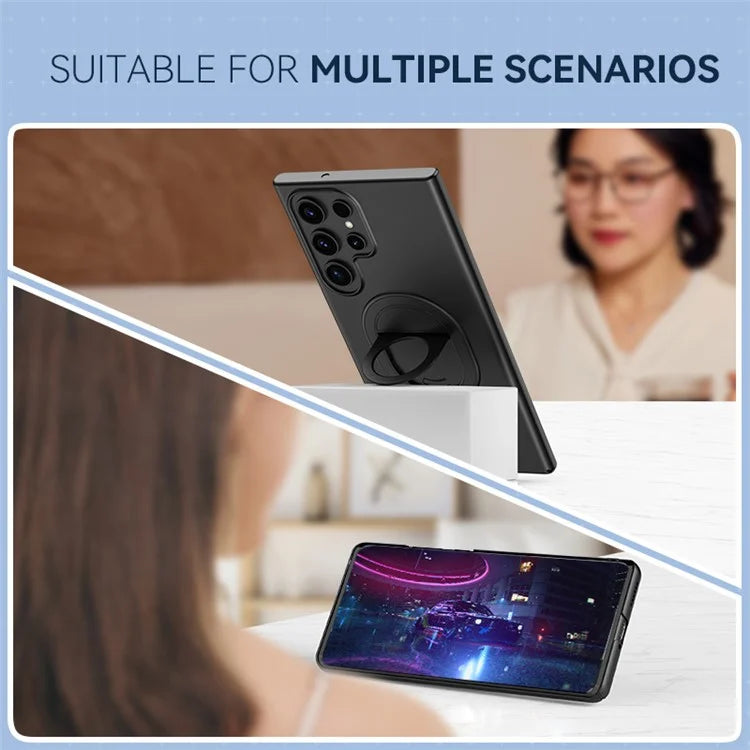 For Samsung Galaxy S23 Ultra Magnetic Case Hard PC Kickstand Shock-Absorbent Phone Shell