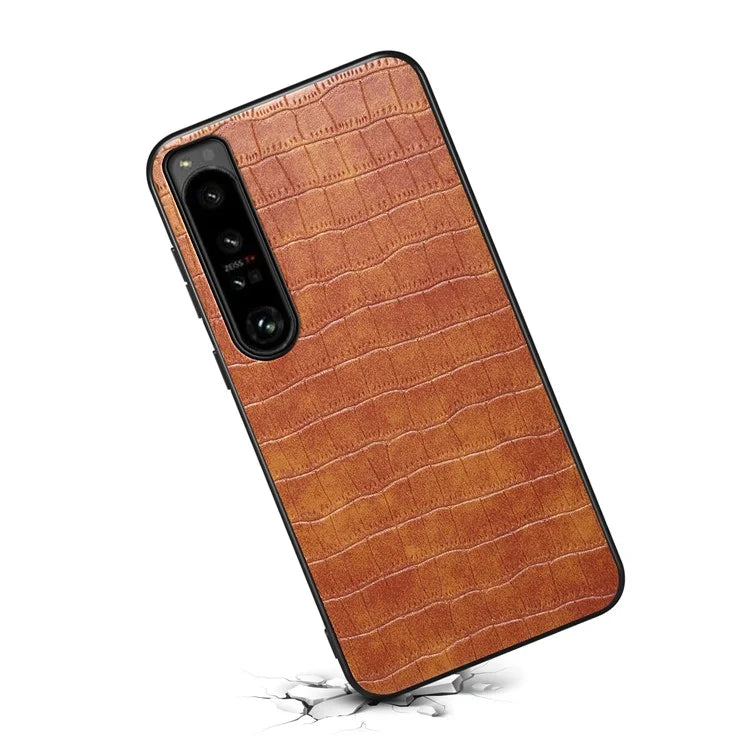 For Sony Xperia 1 IV 5G Case PU Leather Alligator Texture Protective Back Shell