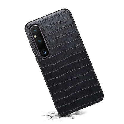 For Sony Xperia 1 V Case PU Leather Coated PC+TPU Phone Cover Cool Crocodile Pattern Textured