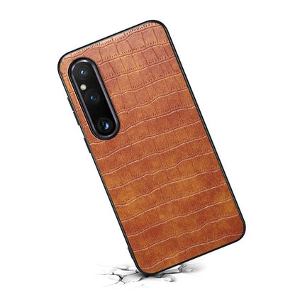 For Sony Xperia 1 V Case PU Leather Coated PC+TPU Phone Cover Cool Crocodile Pattern Textured