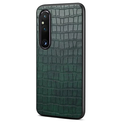 For Sony Xperia 1 V Case PU Leather Coated PC+TPU Phone Cover Cool Crocodile Pattern Textured