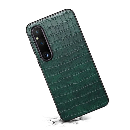 For Sony Xperia 1 V Case PU Leather Coated PC+TPU Phone Cover Cool Crocodile Pattern Textured