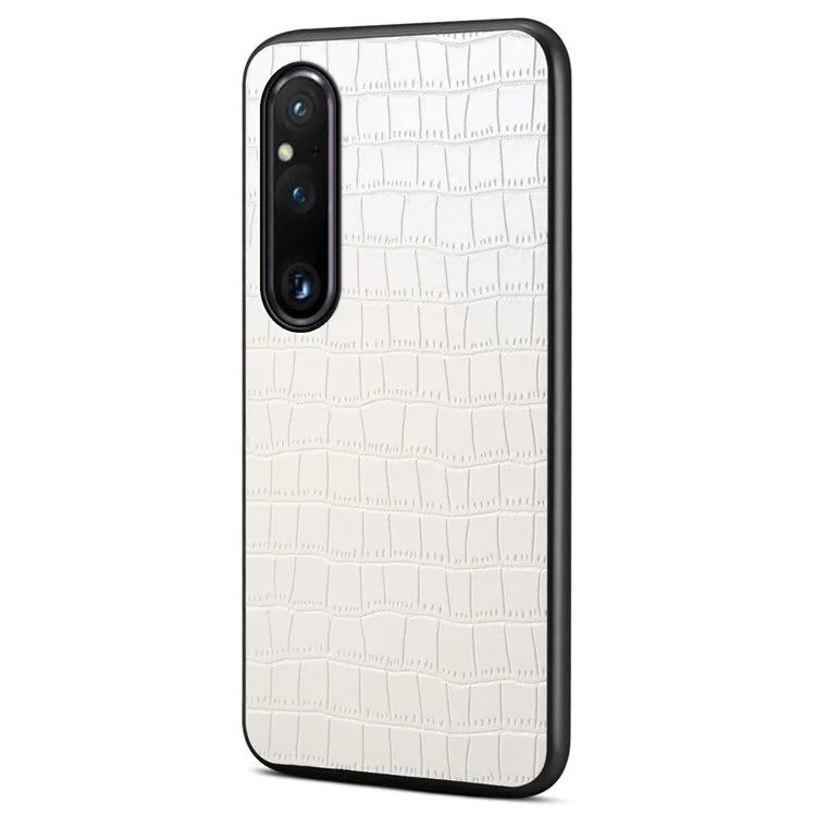 For Sony Xperia 1 V Case PU Leather Coated PC+TPU Phone Cover Cool Crocodile Pattern Textured