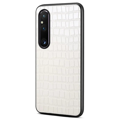 For Sony Xperia 1 V Case PU Leather Coated PC+TPU Phone Cover Cool Crocodile Pattern Textured