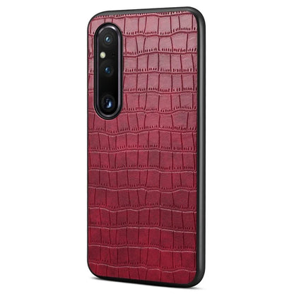For Sony Xperia 1 V Case PU Leather Coated PC+TPU Phone Cover Cool Crocodile Pattern Textured